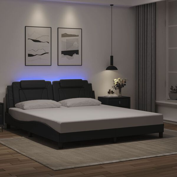 vidaXL Estrutura de cama Viana com LED sem colch&atilde;o 180x200cm preto
