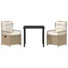 vidaXL Conjunto de Jantar para Jardim 3 pcs Bege e Branco Creme