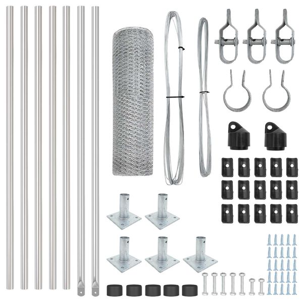vidaXL Poste de Cerca Prateado 10 x 0,6 m (malha de 25 mm) A&ccedil;o