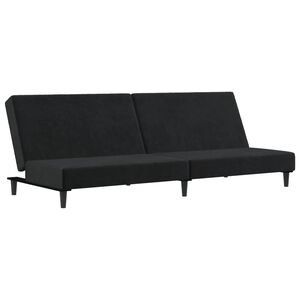 vidaXL Sof&aacute;-cama de 2 lugares veludo preto