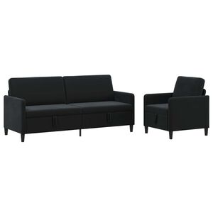 vidaXL Conjunto de Sof&aacute; com Armazenamento 2 unid. Preto Poli&eacute;ster