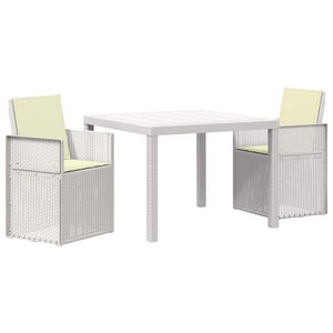 vidaXL Conjunto de Jantar para Jardim 3 unid. Branco e Creme PP