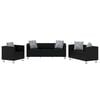 vidaXL Conjunto sof&aacute;s de 2 e 3 lugares + poltrona couro artific. preto