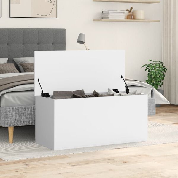 vidaXL Caixa de arruma&ccedil;&atilde;o 100x42x46 cm derivados de madeira branco