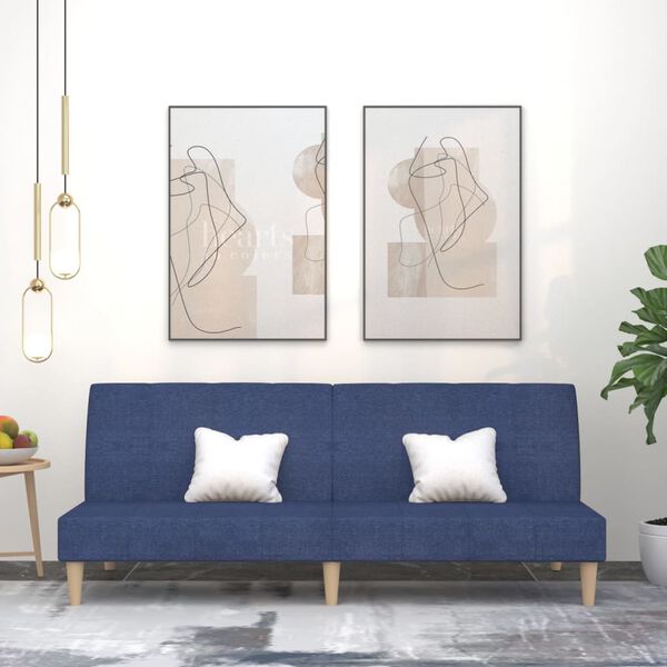 vidaXL Sof&aacute;-cama de 2 lugares tecido azul