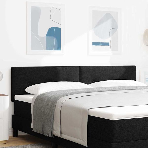 vidaXL Cabeceira LED com luzes de tira LED Preto 180 cm Poli&eacute;ster