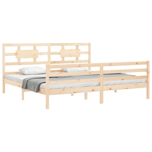 vidaXL Estrutura de cama com cabeceira 200x200 cm madeira maci&ccedil;a