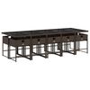 vidaXL 11 pcs conjunto jantar p/ jardim c/ almofad&otilde;es vime PE castanho