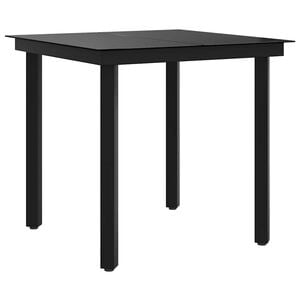 vidaXL Mesa de jantar para jardim 80x80x74 cm a&ccedil;o e vidro preto