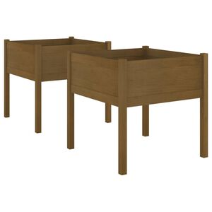 vidaXL Vaso/floreira jardim 2 pcs 70x70x70cm pinho maci&ccedil;o castanho mel