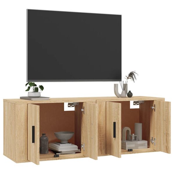 vidaXL M&oacute;veis de TV de parede 2 pcs 57x34,5x40 cm carvalho sonoma