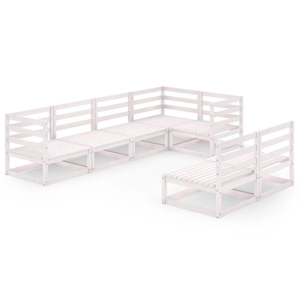 vidaXL 7 pcs conjunto lounge de jardim pinho maci&ccedil;o branco
