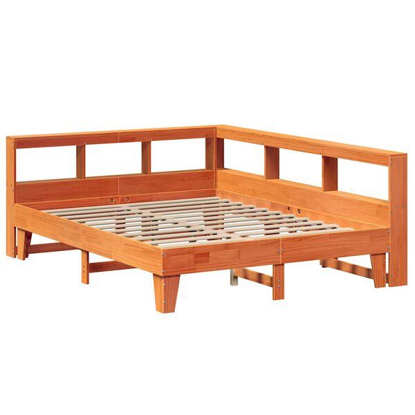 vidaXL Cama com estante sem colch&atilde;o 160x200 cm pinho maci&ccedil;o