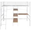 vidaXL Cama alta com secret&aacute;ria metal 90x200 cm branco e castanho