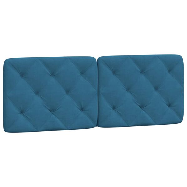 vidaXL Almofadão de cabeceira 140 cm veludo azul