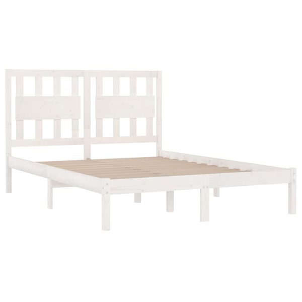 vidaXL Estrutura de cama 140x190 cm madeira de pinho maci&ccedil;a branco