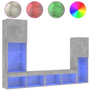 vidaXL 4 pcs m&oacute;veis parede p/ TV c/ LEDs deriv. madeira cinza cimento