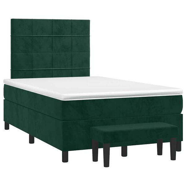 vidaXL Cama boxspring com colch&atilde;o 120x200 cm veludo verde-escuro
