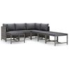 vidaXL 7 pcs conjunto lounge de jardim c/ almofad&otilde;es vime PE cinzento