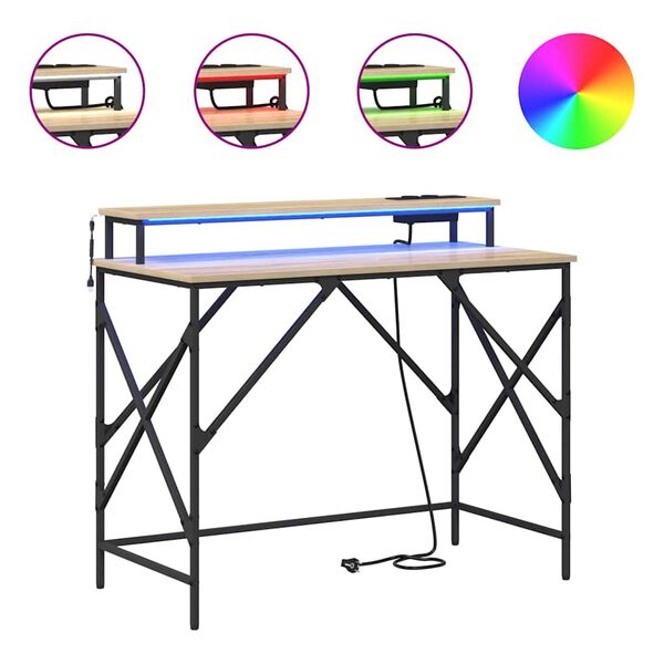 vidaXL Mesa Carvalho Sonoma 100 x 50 x 86,5 cm Madeira processada