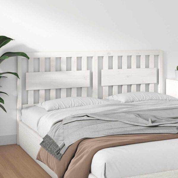 vidaXL Cabeceira de cama 185,5x4x100 cm madeira de pinho maci&ccedil;a branco