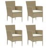 vidaXL 5 pcs conjunto jantar p/ jardim c/ almofad&otilde;es vime PE bege