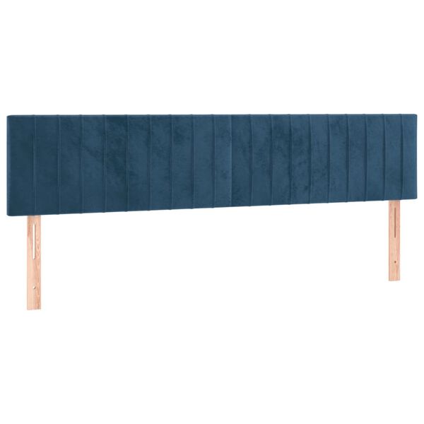 vidaXL Cabeceira de cama c/ luzes LED veludo 160x5x78/88cm azul-escuro