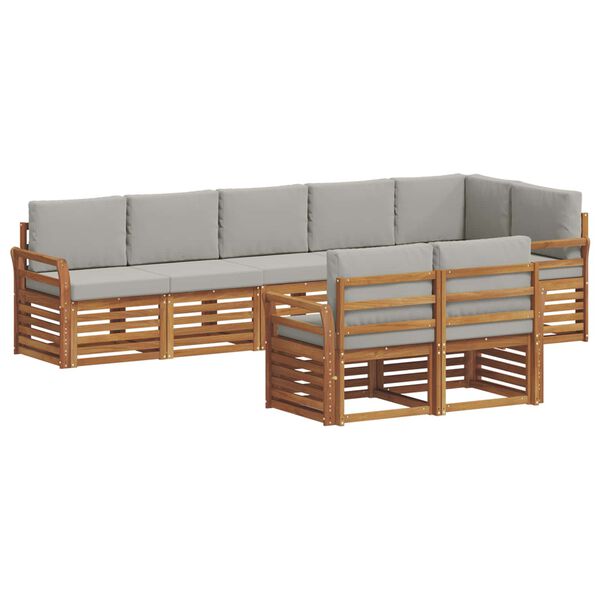 vidaXL Conjuntos de sof&aacute;s com almofada 8 pcs Cinza Natural e Claro