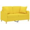 vidaXL Sofá 2 lug. + almofadas decorativas 120 cm tecido amarelo-claro