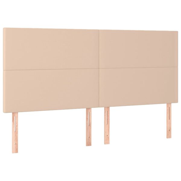 vidaXL Cabeceira cama c/ LED couro artif. 160x5x118/128 cm cappuccino