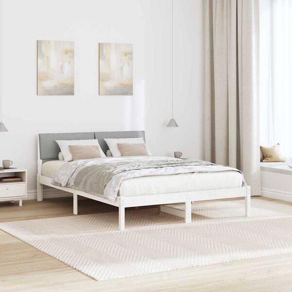 vidaXL Estrutura da cama Branco e cinza claro 135 x 190 cm