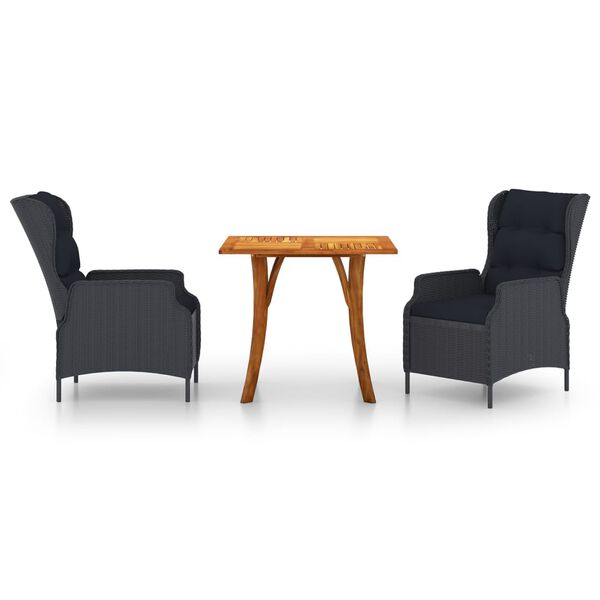 vidaXL 3 pcs conjunto de jantar para jardim cinzento-escuro