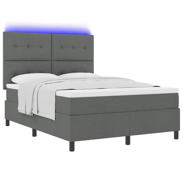 vidaXL Cama Box com colch&atilde;o Cinzento escuro 140 x 200 cm tecido