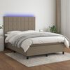 vidaXL Cama box spring colch&atilde;o/LED 140x200 cm tecido cinza-acastanhado