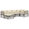 vidaXL 6 pcs conjunto lounge de jardim c/ almofad&otilde;es vime PE antracite