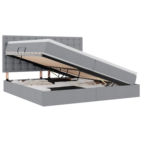 vidaXL Cama com arruma&ccedil;&atilde;o e colch&atilde;o Cinzento-claro 200 x 200 cm