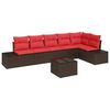 vidaXL Conjunto de Sof&aacute; de Jardim 7 unid. Castanho vime PE