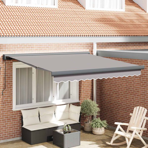 vidaXL Toldo Retr&aacute;til Cinzento-claro 300 x 250 cm Tecido e Metal