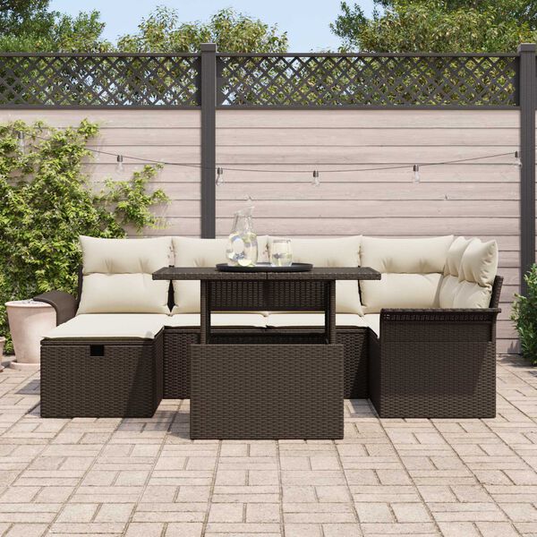 vidaXL Conjunto de Sofá de Jardim 7 pcs Castanho Rattan Sintético