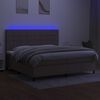 vidaXL Cama box spring colch&atilde;o/LED 200x200cm tecido cinza-acastanhado