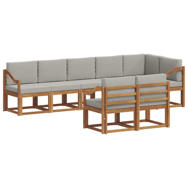 vidaXL Conjunto de Sof&aacute;s para Exterior 8 pcs Cinza Natural e Claro