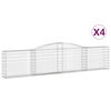 vidaXL Cestos gabi&atilde;o arqueados 4 pcs 400x30x80/100cm ferro galvanizado
