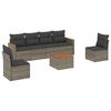 vidaXL 7 pcs conjunto sof&aacute;s p/ jardim c/ almofad&otilde;es vime PE cinzento