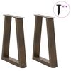 vidaXL P&eacute;s para mesa de centro em formato de V, 2 pe&ccedil;as, a&ccedil;o natural, 38 x (42-43,3) cm, a&ccedil;o
