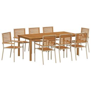 vidaXL Conjunto de Jantar para Jardim 9 unid. Bege