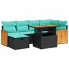 vidaXL 7 pcs conj. sof&aacute;s jardim c/ almofad&otilde;es vime PE/ac&aacute;cia castanho