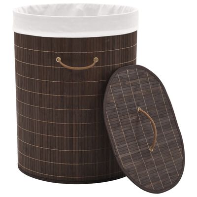 vidaXL Cesto oval para roupa suja bambu castanho escuro