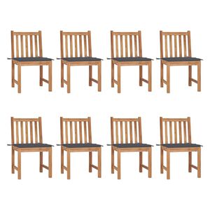 vidaXL Cadeiras de jardim 8 pcs c/ almofad&otilde;es madeira de teca maci&ccedil;a