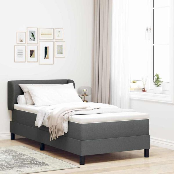 vidaXL Cama Box com colch&atilde;o Cinzento escuro 80 x 200 cm tecido