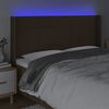 vidaXL Cabeceira de cama c/ luzes LED tecido 203x16x118/128cm castanho